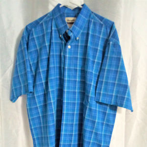 WRANGLER Riata Blue Plaid Short Sleeved Shirt XLT